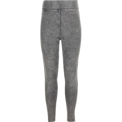 Girls grey denim leggings
